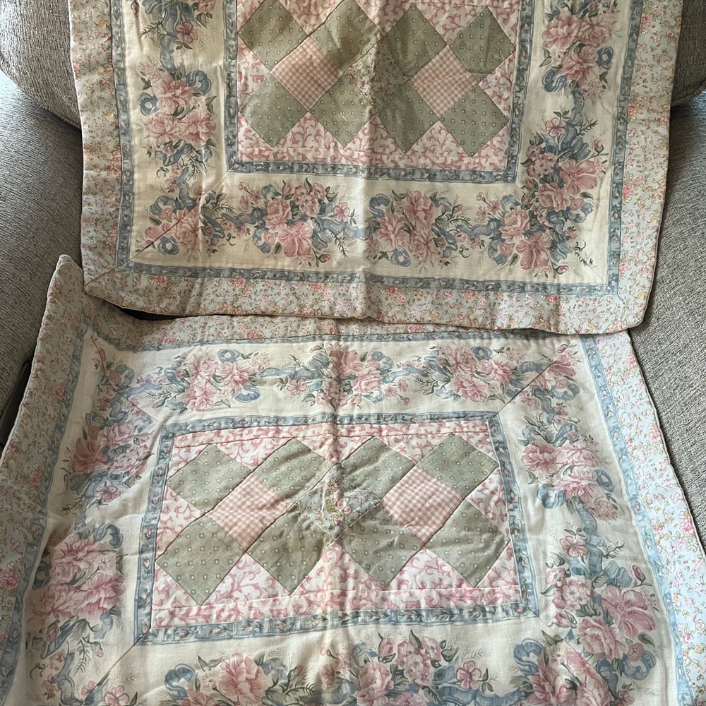 Two standard size quilted pillow shams